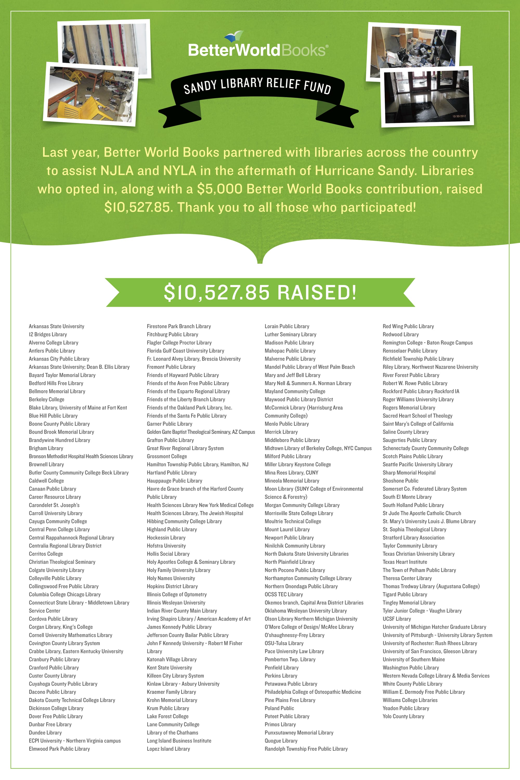 Better World Books Thanks Everyone Who Helped with Sandy Relief Fund